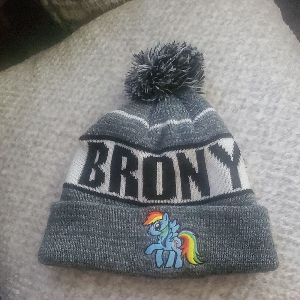 Gray Brony Knit Beanie Hat - Like New